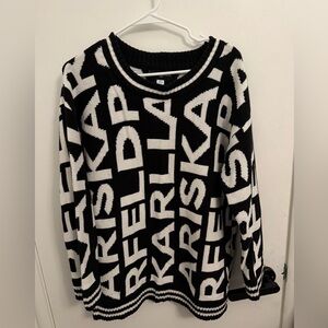 Karl Lagerfeld Bold Black and White Crewneck Sweater